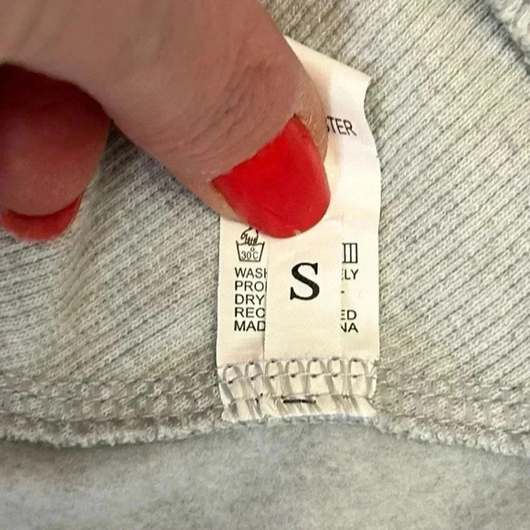 Cropped Hoodie 1/2 Zip Sweatshirt Fleece Lined Sporty Active Grey Size Small - Picture 9 of 14